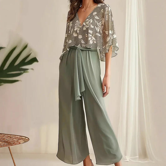 Blouse Femme – Col V – Manches Trois-Quarts – Tissu Léger Fluide – Coupe Ample