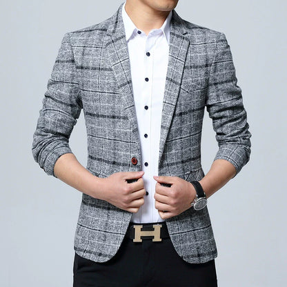 Blazer homme – Coupe moderne – Laine mélangée – Motif à grands carreaux – Col cranté