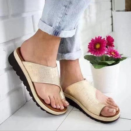 Mule femme – Talon compensé orthopédique – Bout ouvert – Tissu souple respirant