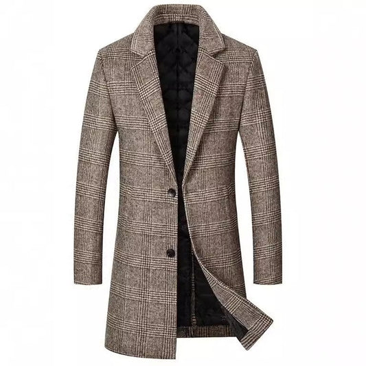 Manteau homme – Coupe slim – Laine mélangée – Motif carreaux – Doublure matelassée
