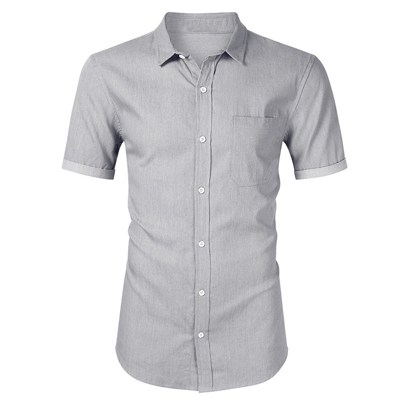 Chemise homme manches courtes – Coupe slim – Coton respirant – Col classique – Poche poitrine