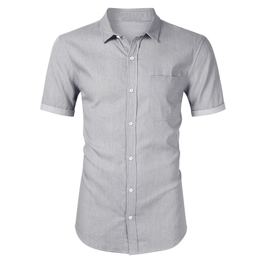 Chemise homme manches courtes – Coupe slim – Coton respirant – Col classique – Poche poitrine