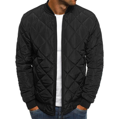 Veste matelassée homme – Coupe droite – Coton mélangé – Col montant – Fermeture zippée