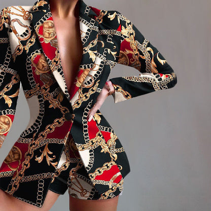 Blazer femme – Coupe cintrée – Imprimé léopard – Revers en pointe élégants