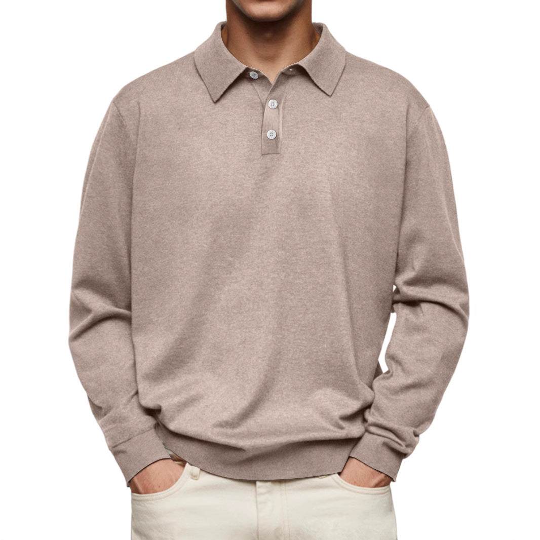 Polo homme manches longues – maille douce – coupe décontractée – col classique