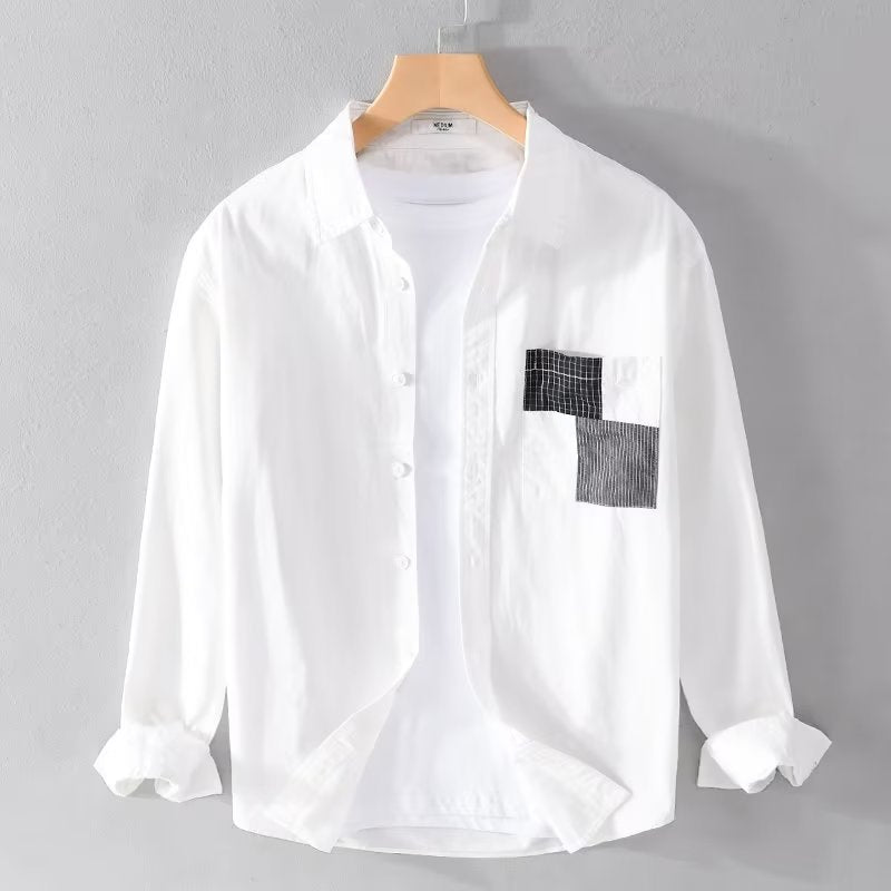 Chemise homme à manches longues – Coupe décontractée – Coton mélangé – Boutonnée casual