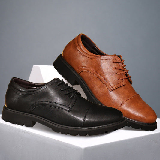 Chaussures Derby homme – Cuir lisse – Bout droit – Semelle en caoutchouc – Habillé