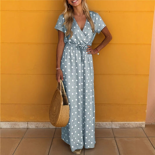 Margaux - Robe longue à motif à pois
