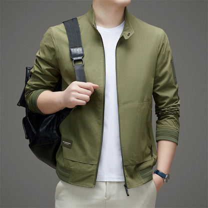 Veste homme – Coupe regular – Col montant – Fermeture zippée – Ourlet côtelé