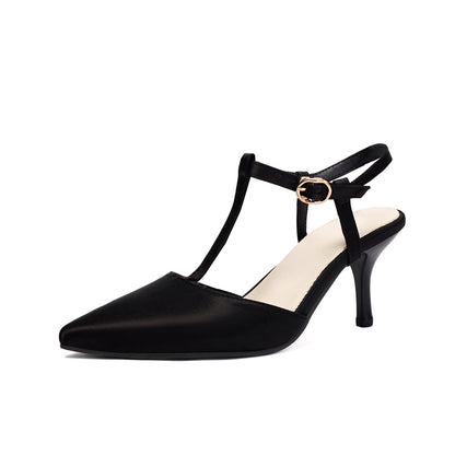 Sandales à talons hauts femme – Bout pointu – Bride en T – Ajustables élégantes