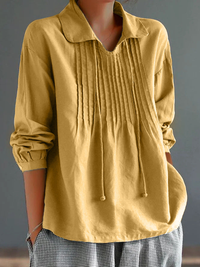 Chemise femme à manches longues – Coupe décontractée – Tissu respirant – Col classique