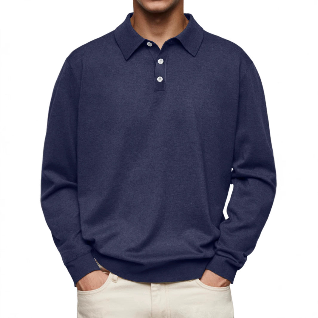 Polo homme manches longues – maille douce – coupe décontractée – col classique