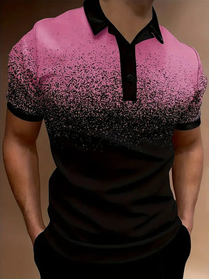 Polo homme – Coupe slim – Motif dégradé – Tissu respirant – Style décontracté