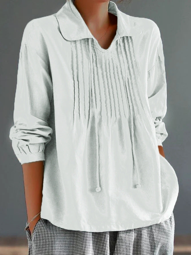 Chemise femme à manches longues – Coupe décontractée – Tissu respirant – Col classique