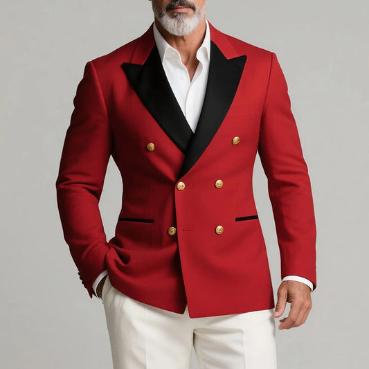Veste de smoking homme – Coupe ajustée – Laine – Revers en pointe – Double boutonnage