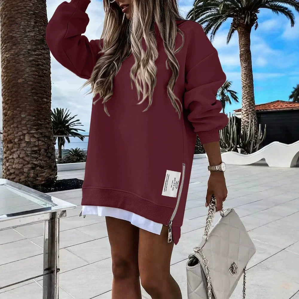 Femme Robe Sweatshirt - Coton - Coupe ample - Col rond - Longueur mini