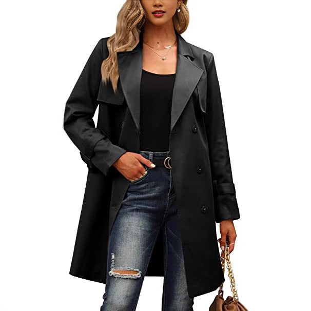 Manteau long femme – Coupe cintrée – Laine – Double boutonnage – Style formel