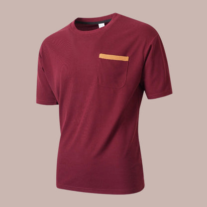 T-shirt homme – Coupe décontractée – Tissu respirant – Poche poitrine contrastée