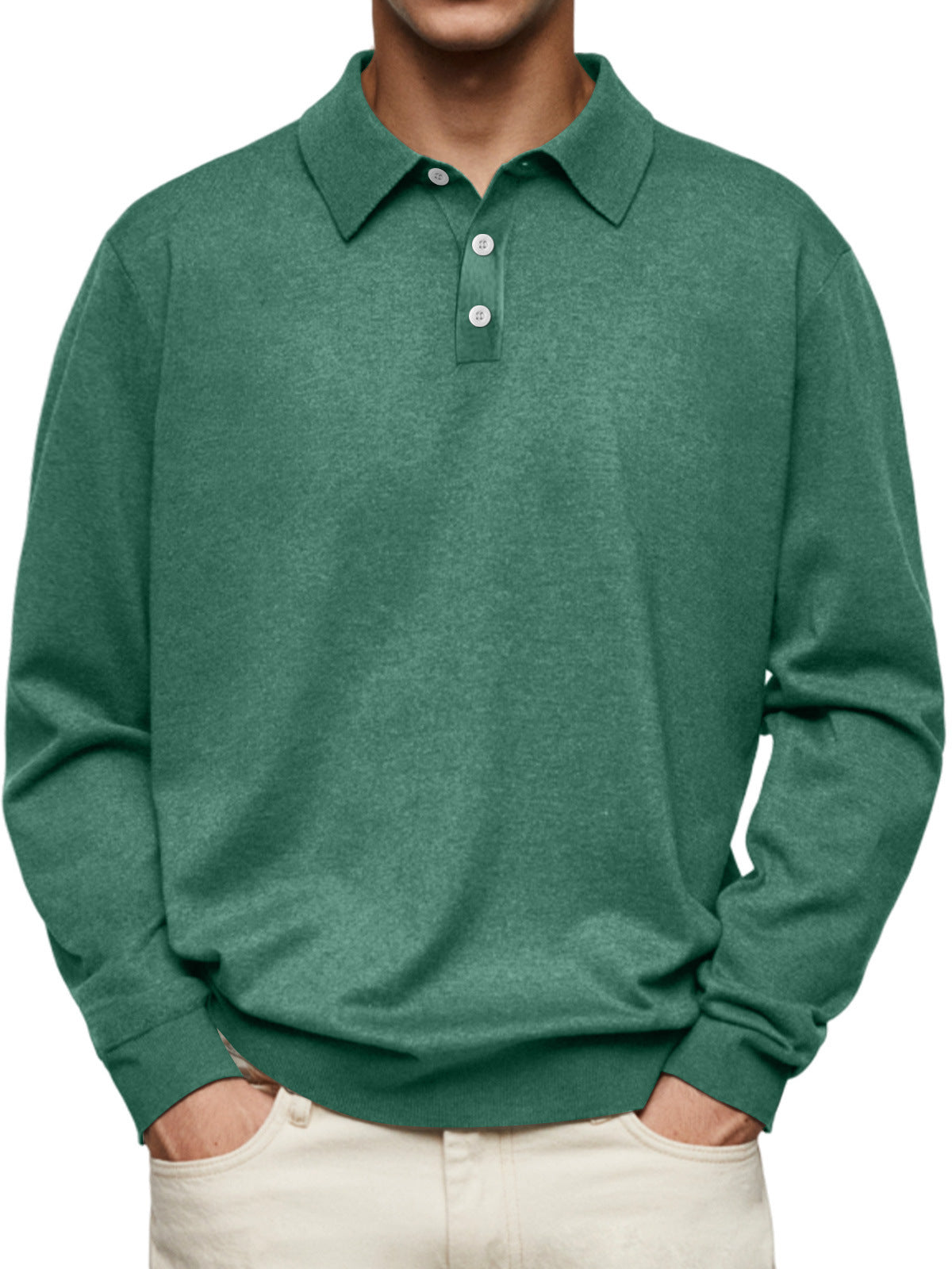 Polo homme manches longues – maille douce – coupe décontractée – col classique