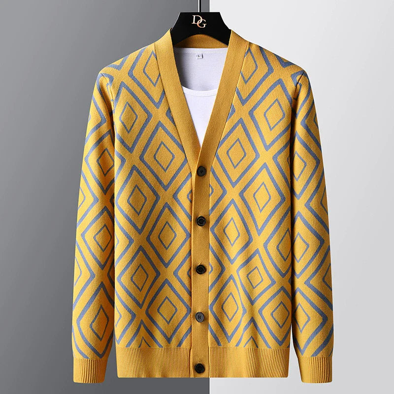 Gilet homme – Coupe slim – Maille jacquard – Boutonnage devant élégant