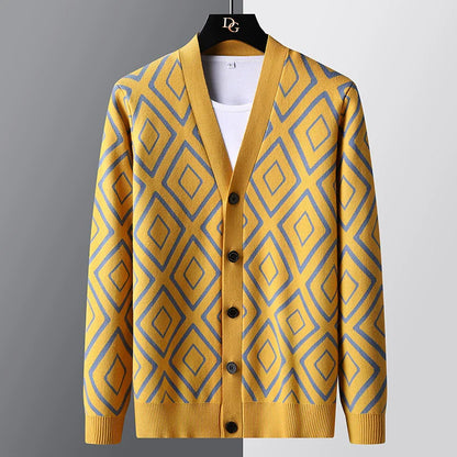 Gilet homme – Coupe slim – Maille jacquard – Boutonnage devant élégant