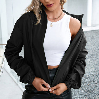 Veste extérieure femme – Imperméable légère – Coupe décontractée – Zip frontal