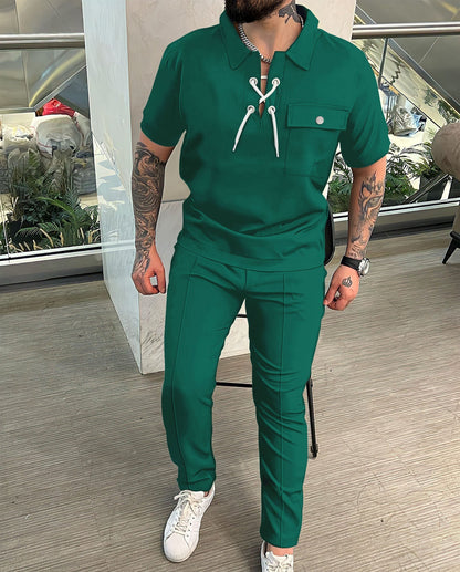 Ensemble Homme Chemise et Pantalon – Coupe Slim – Tissu Léger Respirant – Style Chic Décontracté