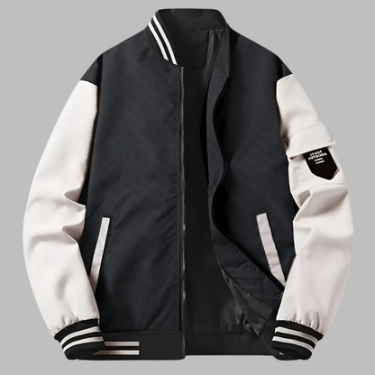 Blouson homme – Coupe décontractée – Manches contrastantes – Finition côtelée – Style casual chic