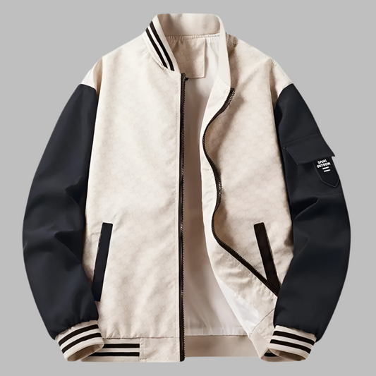 Blouson homme – Coupe décontractée – Manches contrastantes – Finition côtelée – Style casual chic