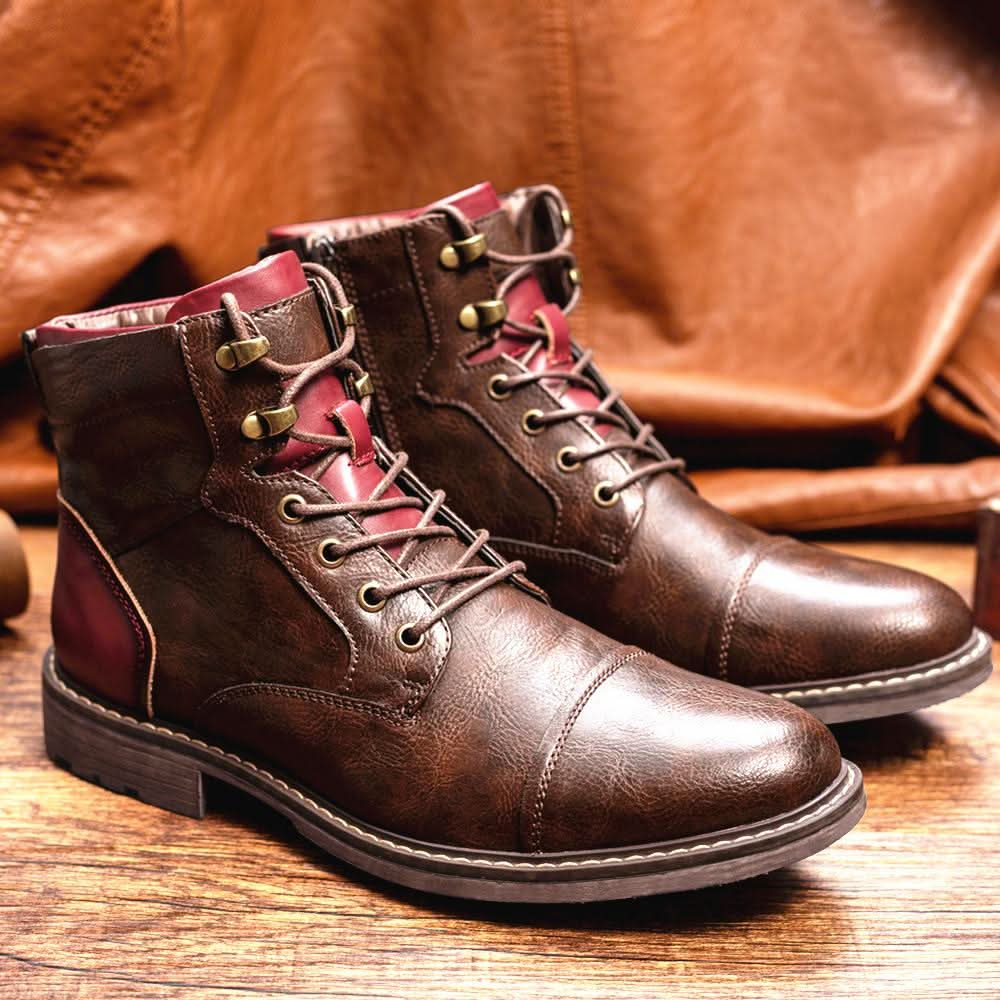 Bottes en cuir haut de gamme, confortables et polyvalentes pour hommes