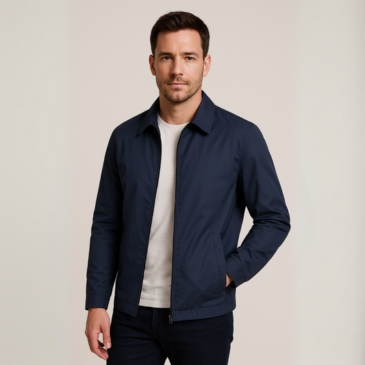 Veste homme – Coupe slim – Tissu respirant – Fermeture zippée – Col chemise