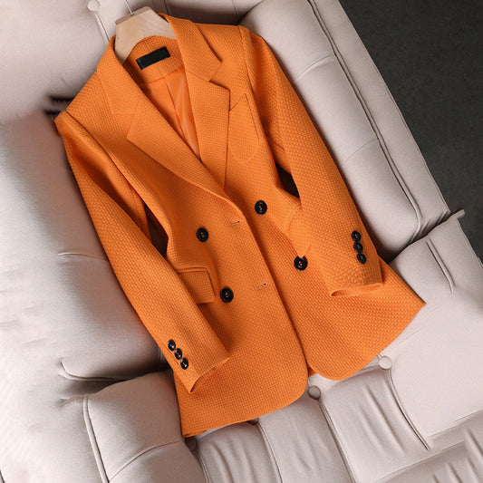 Blazer femme – Coupe ajustée – Tissu texturé luxe – Double boutonnage – Col à revers