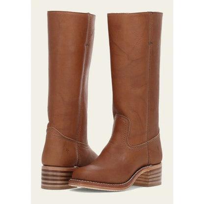 Bottes femme hautes – Cuir lisse – Coupe structurée – Bout rond – Petit talon