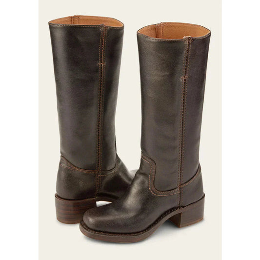 Bottes femme hautes – Cuir lisse – Coupe structurée – Bout rond – Petit talon