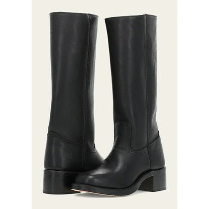 Bottes femme hautes – Cuir lisse – Coupe structurée – Bout rond – Petit talon