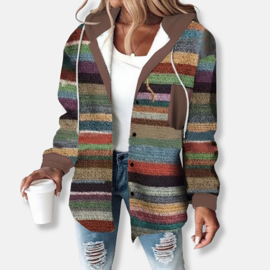 Femme Gilet À Capuche - Maille Texturée - Coupe Décontractée - Longueur Mi-Cuisse