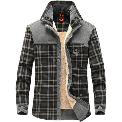 Veste homme – Coupe décontractée – Laine touché doux – Doublure polaire – Motif carreaux