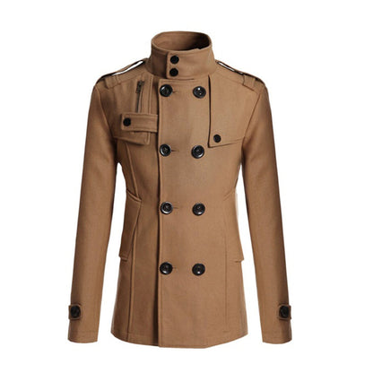 Manteau homme – Coupe structurée – Laine – Double boutonnage – Col montant