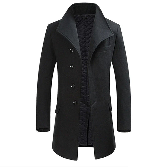 Manteau homme – Coupe ajustée – Laine – Doublure matelassée – Col à revers classique
