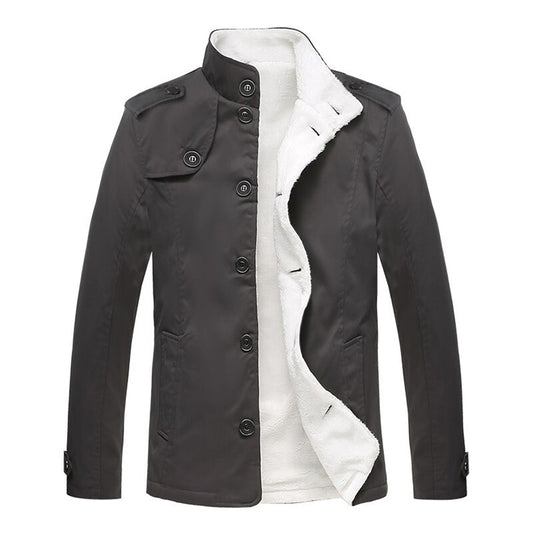 Veste homme – Coupe ajustée – Doublure polaire – Col montant – Boutonnage classique