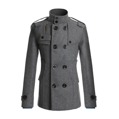 Manteau homme – Coupe structurée – Laine – Double boutonnage – Col montant