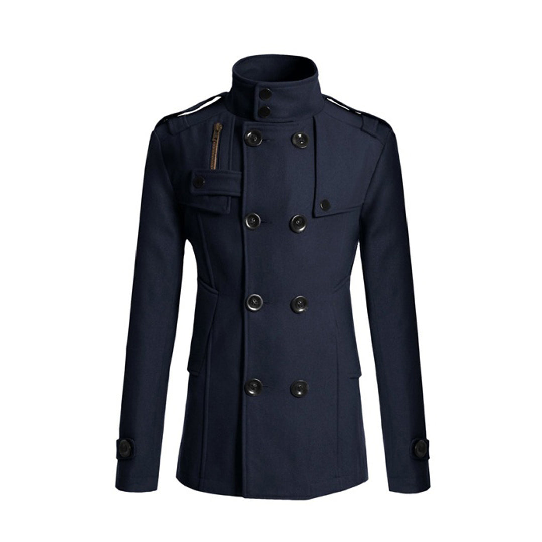 Manteau homme – Coupe structurée – Laine – Double boutonnage – Col montant
