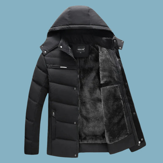 Veste homme matelassée – coupe regular – capuche – doublure effet fourrure – zippée