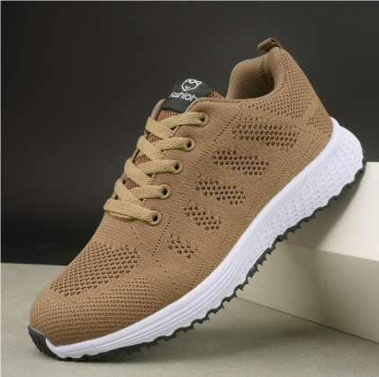 Chaussures de sport femme – Tricot souple – Respirantes – Légères – Basses à lacets