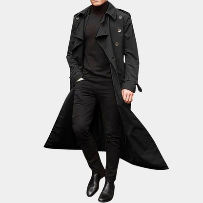 Manteau trench homme – Coupe cintrée – Coton respirant – Style croisé classique