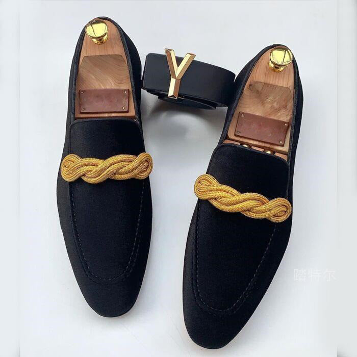 Mocassins homme – Velours luxueux – Style classique – Détail tressé élégant