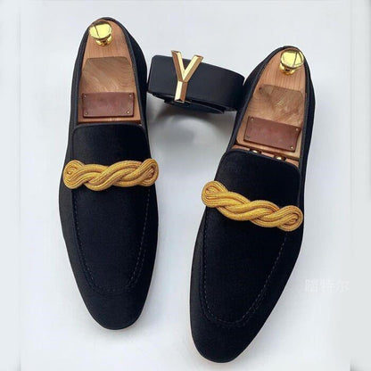 Mocassins homme – Velours luxueux – Style classique – Détail tressé élégant
