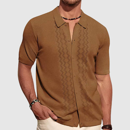 Chemise homme – Maille légère – Coupe décontractée – Manches courtes – Boutonnée
