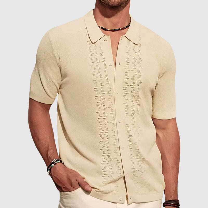 Chemise homme – Maille légère – Coupe décontractée – Manches courtes – Boutonnée