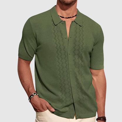 Chemise homme – Maille légère – Coupe décontractée – Manches courtes – Boutonnée